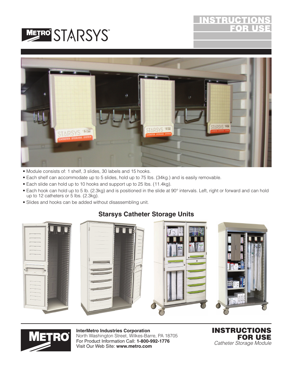 Metro Catheter Storage Module User Manual | 2 pages