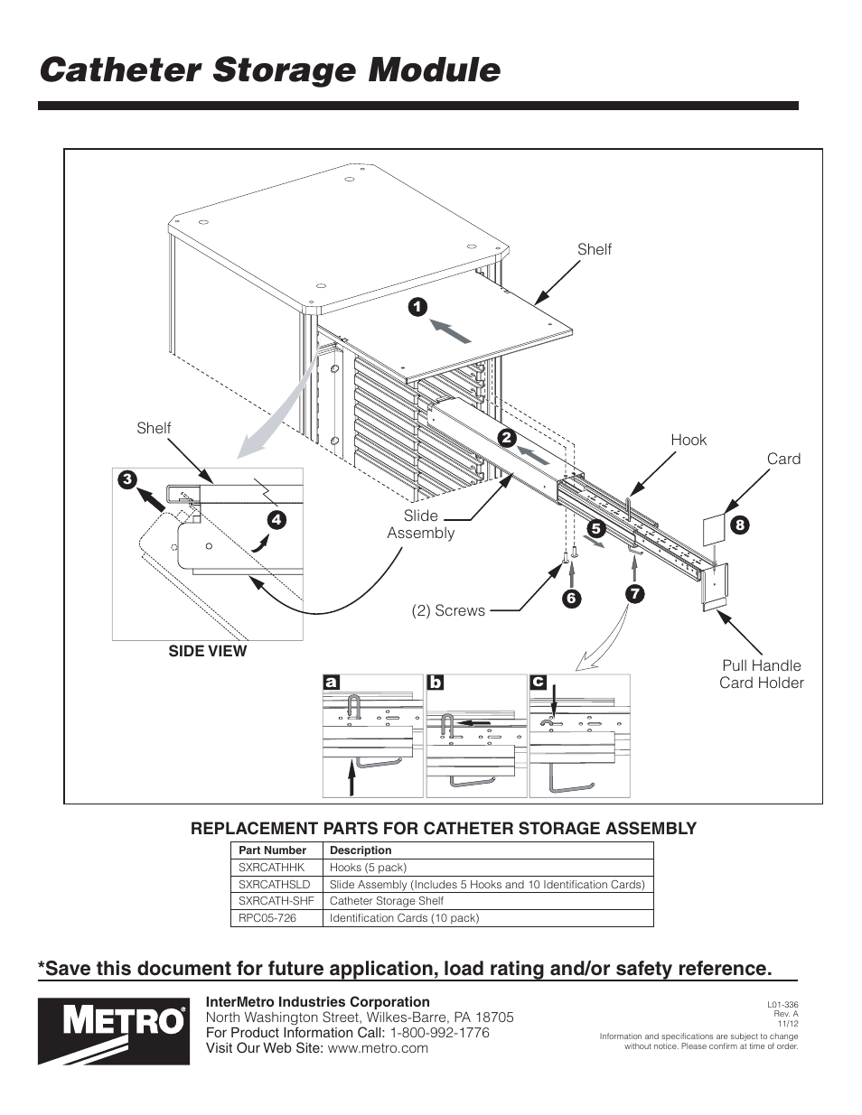 Catheter storage module, Ab c | Metro Catheter Storage Module User Manual | Page 2 / 2
