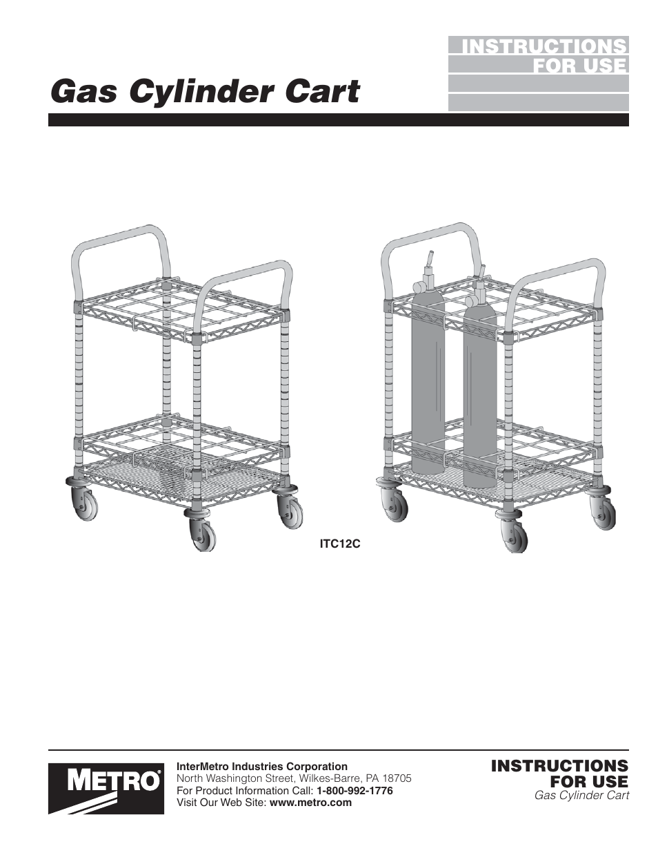Metro Gas Cylinder Cart User Manual | 4 pages