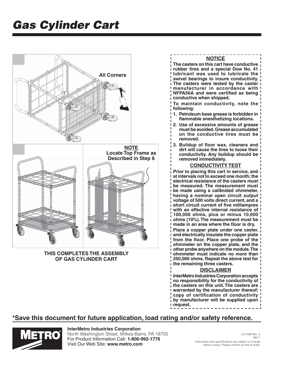 Gas cylinder cart | Metro Gas Cylinder Cart User Manual | Page 4 / 4