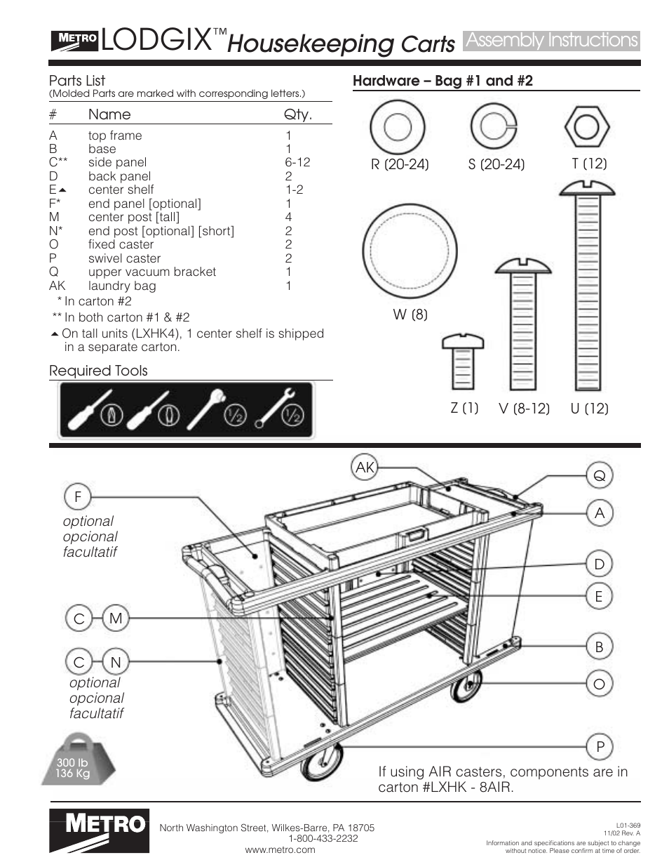 Metro Lodgix Housekeeping Carts User Manual | 4 pages