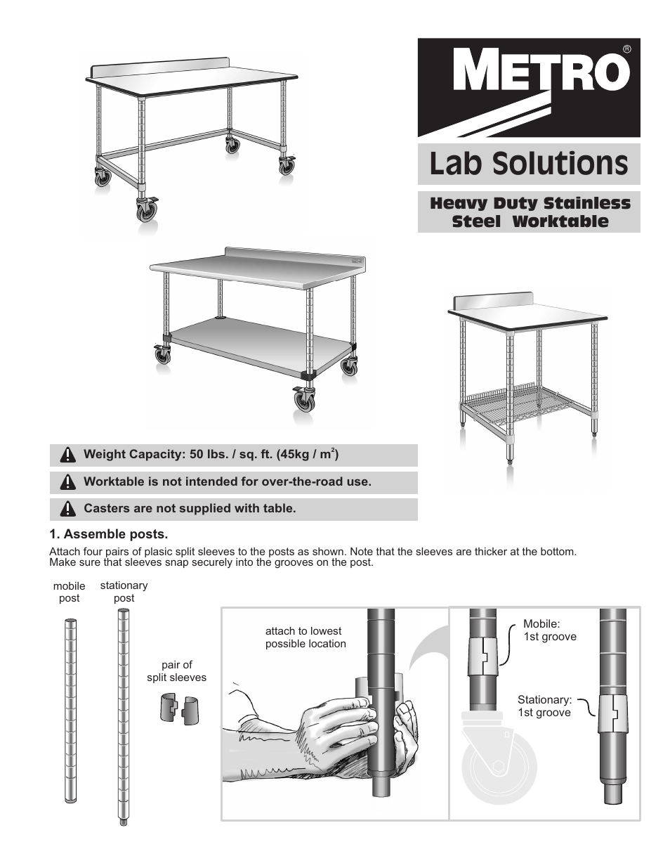 Metro Worktable, HD, Stainless Steel User Manual | 4 pages