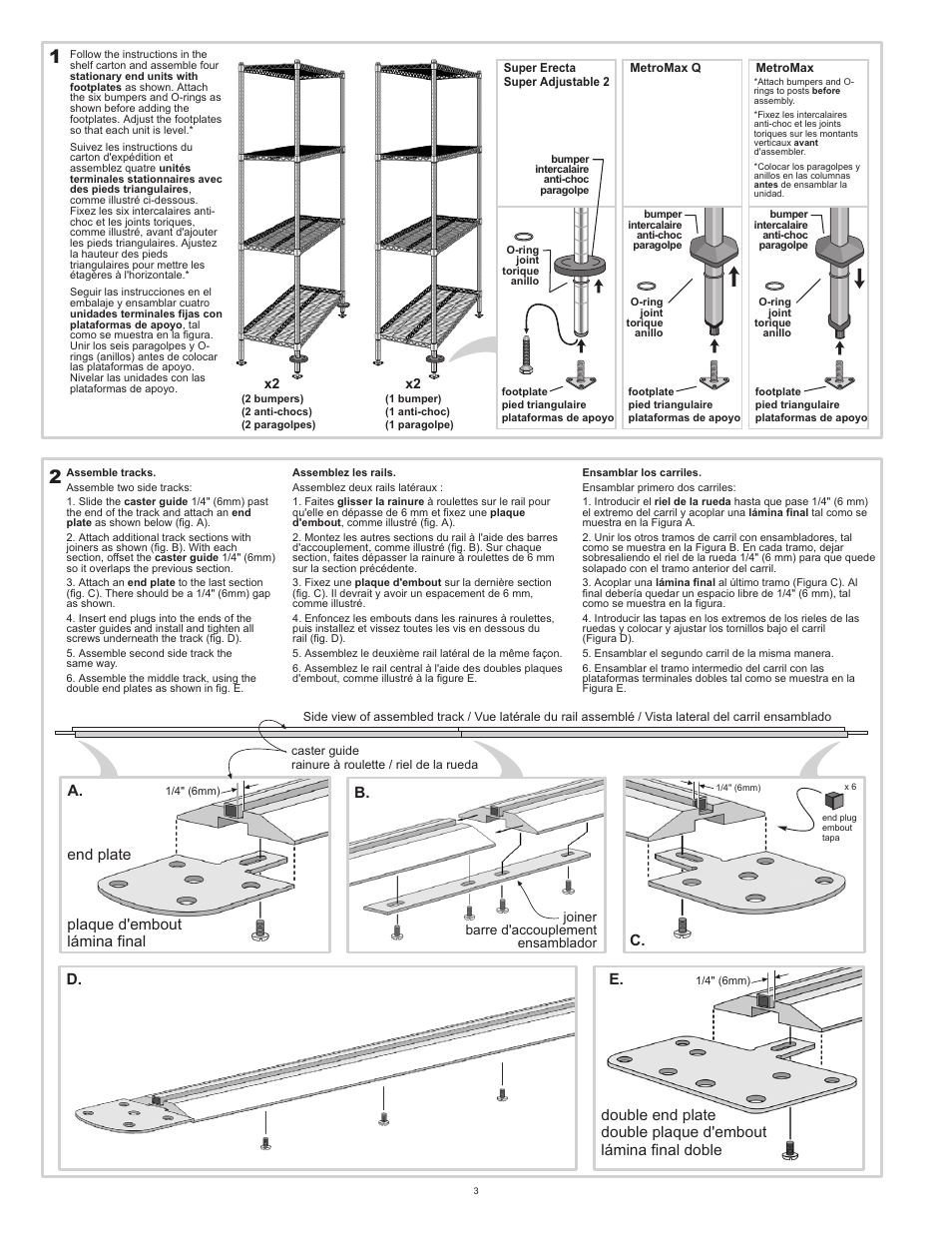 A. b. c. end plate plaque d'embout lámina final | Metro QwikTRAK, Double Deep User Manual | Page 3 / 6