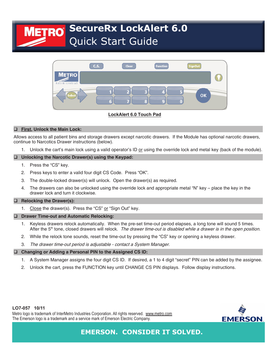 Metro SecureRx LockAlert 6.0 User Manual | 1 page