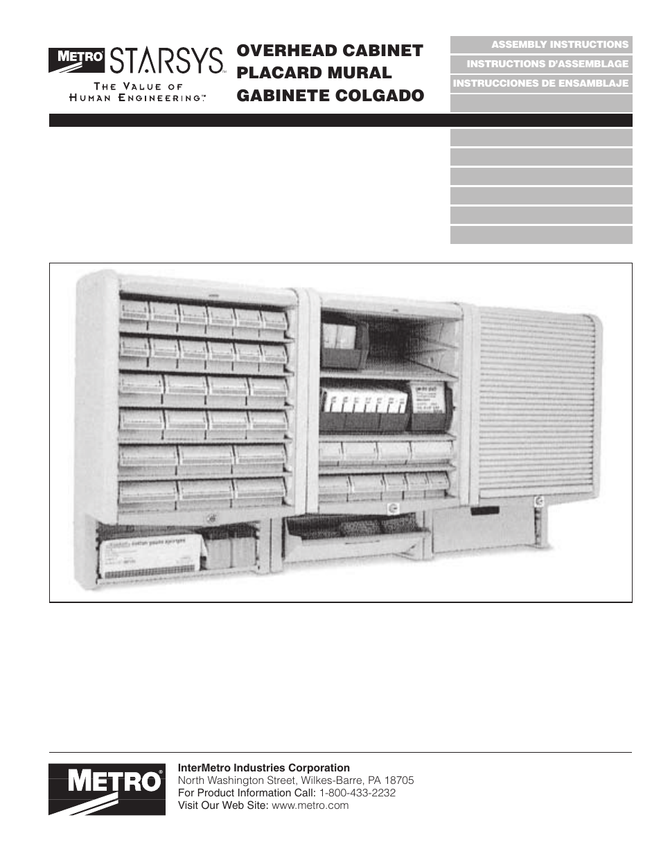 Metro Starsys Overhead Cabinet User Manual | 6 pages
