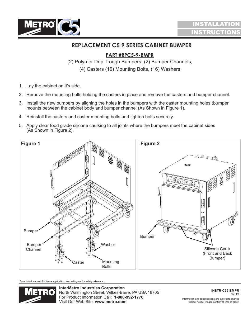 Metro Replacement C5 9 Series Cabinet Bumper User Manual | 1 page