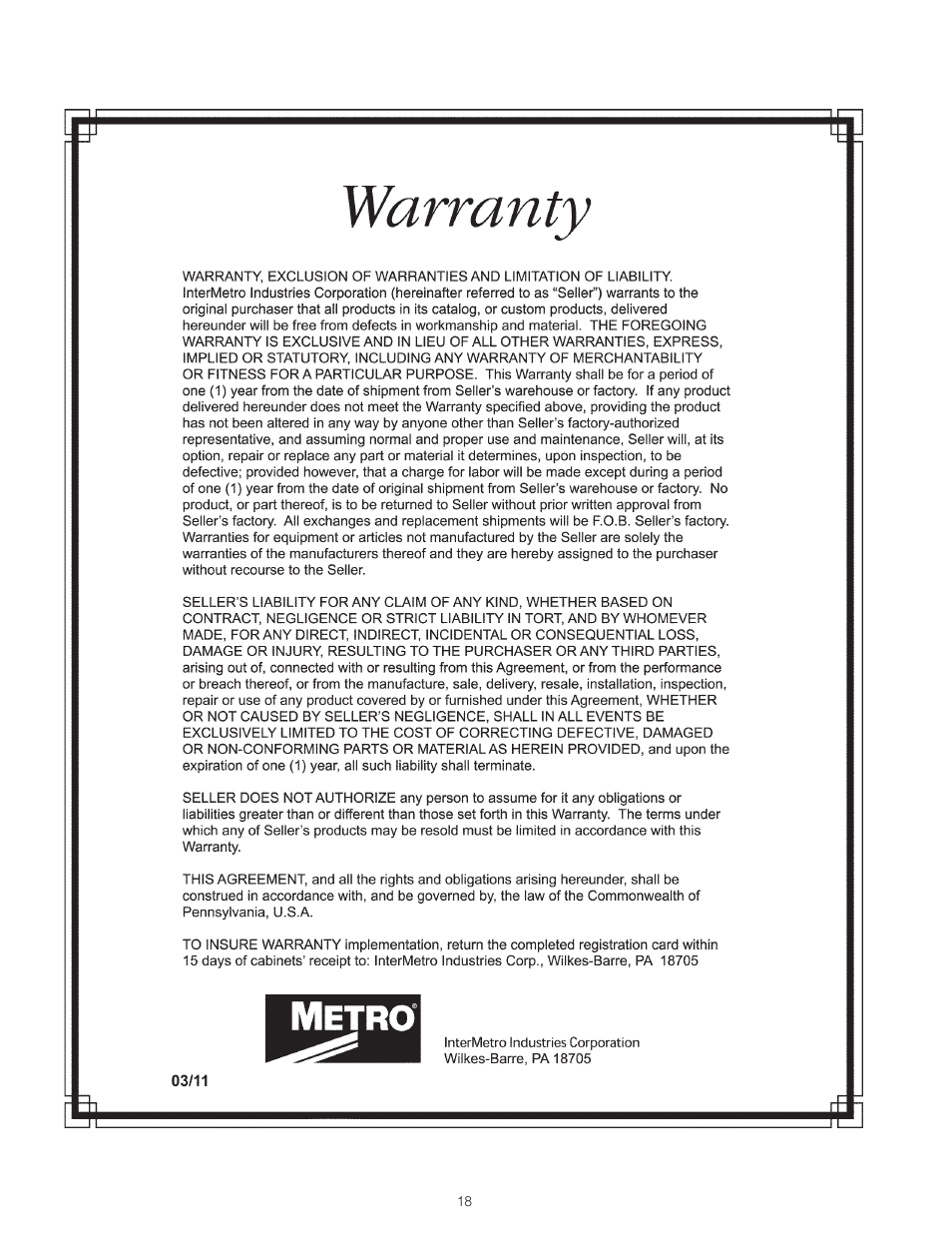 Metro 9 Series Controlled Humidity Heated Holding & Proofing Cabinets User Manual | Page 20 / 24