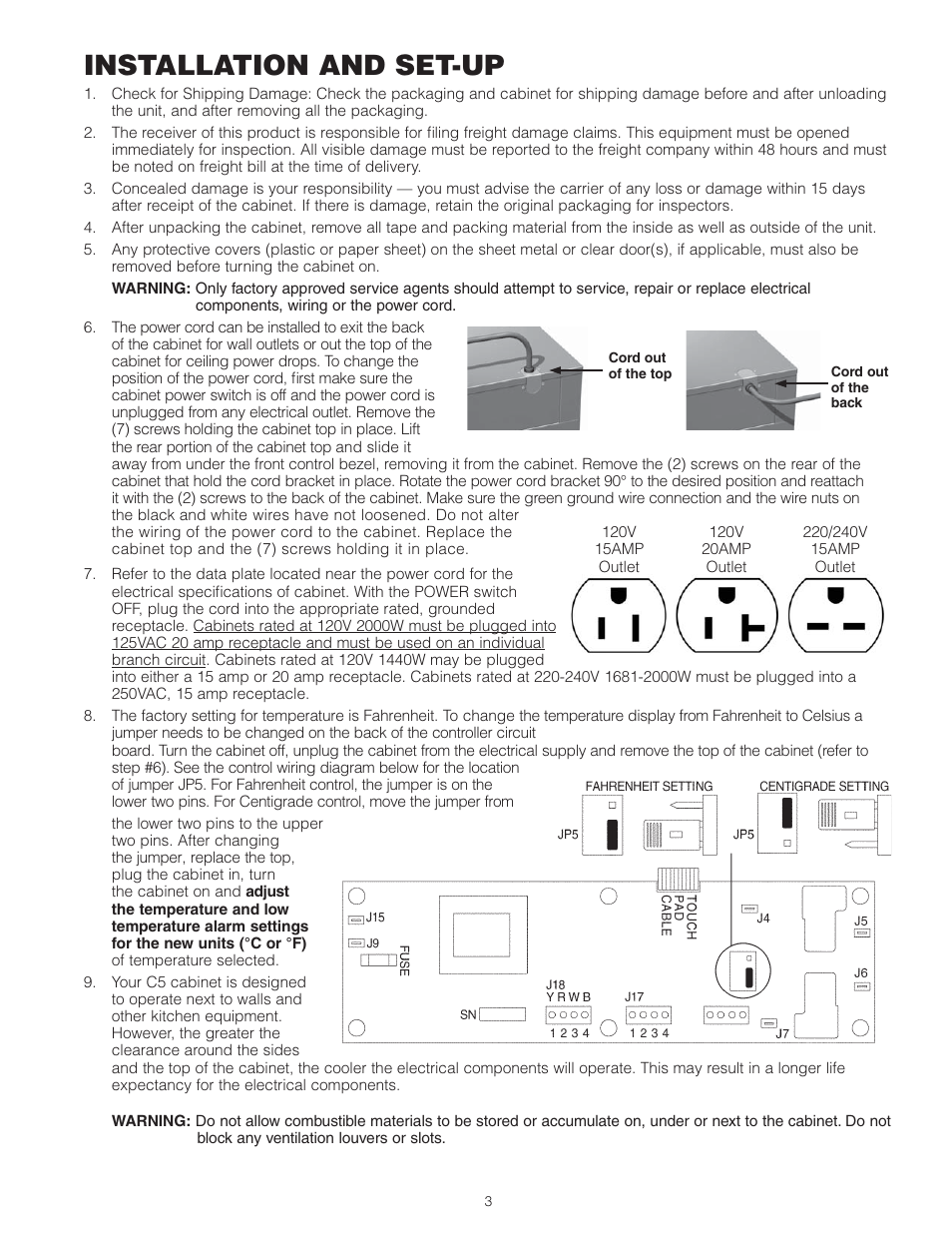 Installation and set-up | Metro 9 Series Controlled Humidity Heated Holding & Proofing Cabinets User Manual | Page 5 / 24
