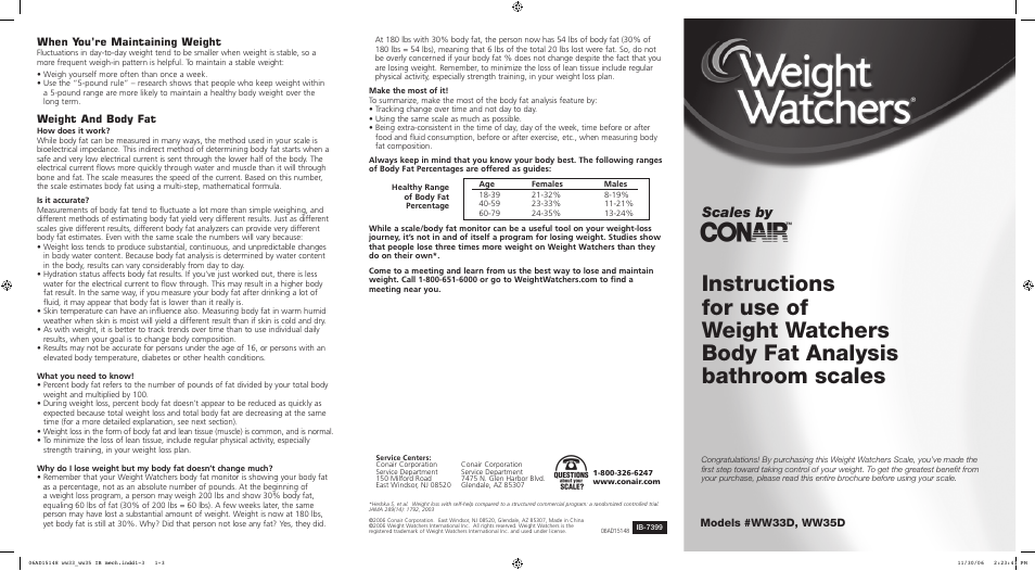Conair WW33D User Manual | 2 pages