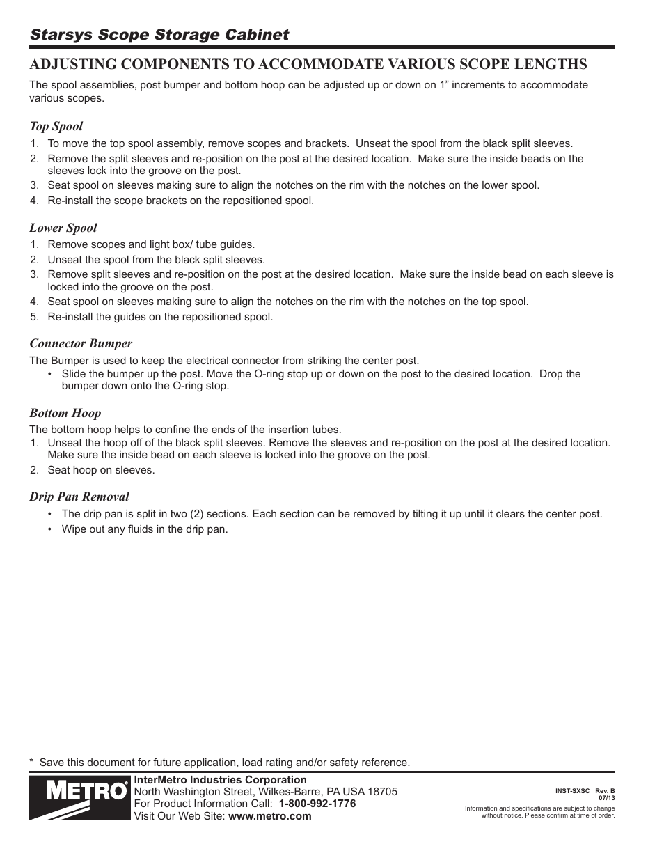 Starsys scope storage cabinet | Metro Starsys Scope Storage User Manual | Page 4 / 4