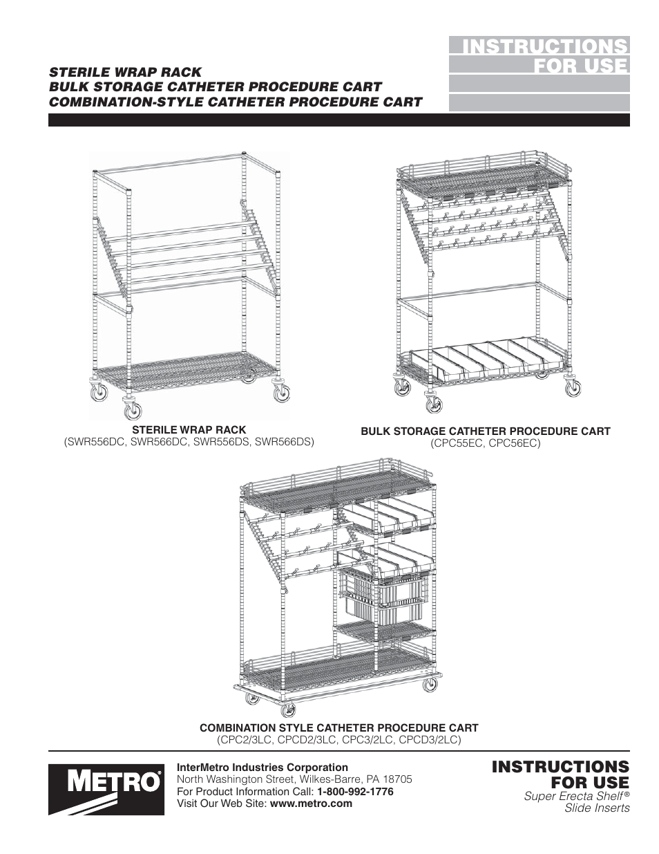 Metro Sterile Wrap Rack User Manual | 12 pages