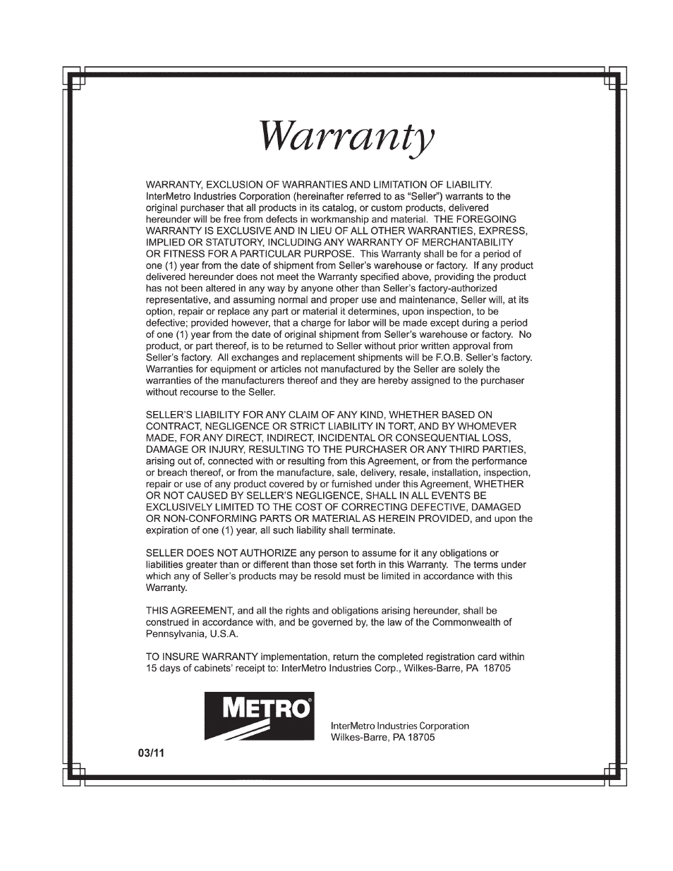Metro С5 8 Series Controlled Temperature Heated Holding Cabinets User Manual | Page 19 / 20