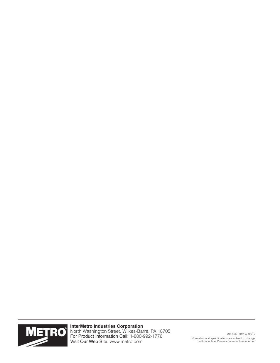 Metro С5 8 Series Controlled Temperature Heated Holding Cabinets User Manual | Page 20 / 20