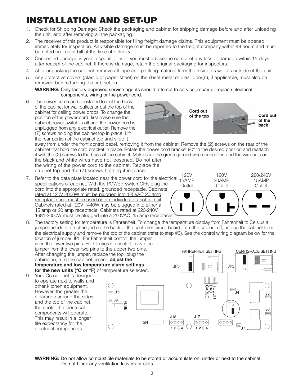 Installation and set-up | Metro С5 8 Series Controlled Temperature Heated Holding Cabinets User Manual | Page 5 / 20