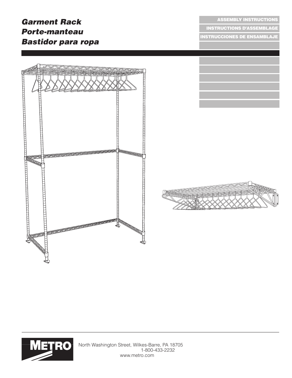 Metro Garment Rack User Manual | 6 pages
