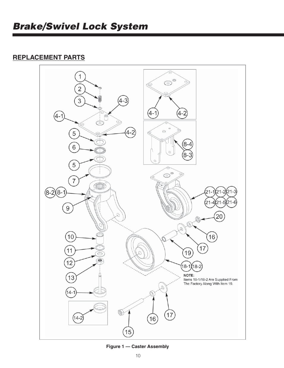 Brake, Swivel lock system | Metro Equipment Platform User Manual | Page 10 / 12