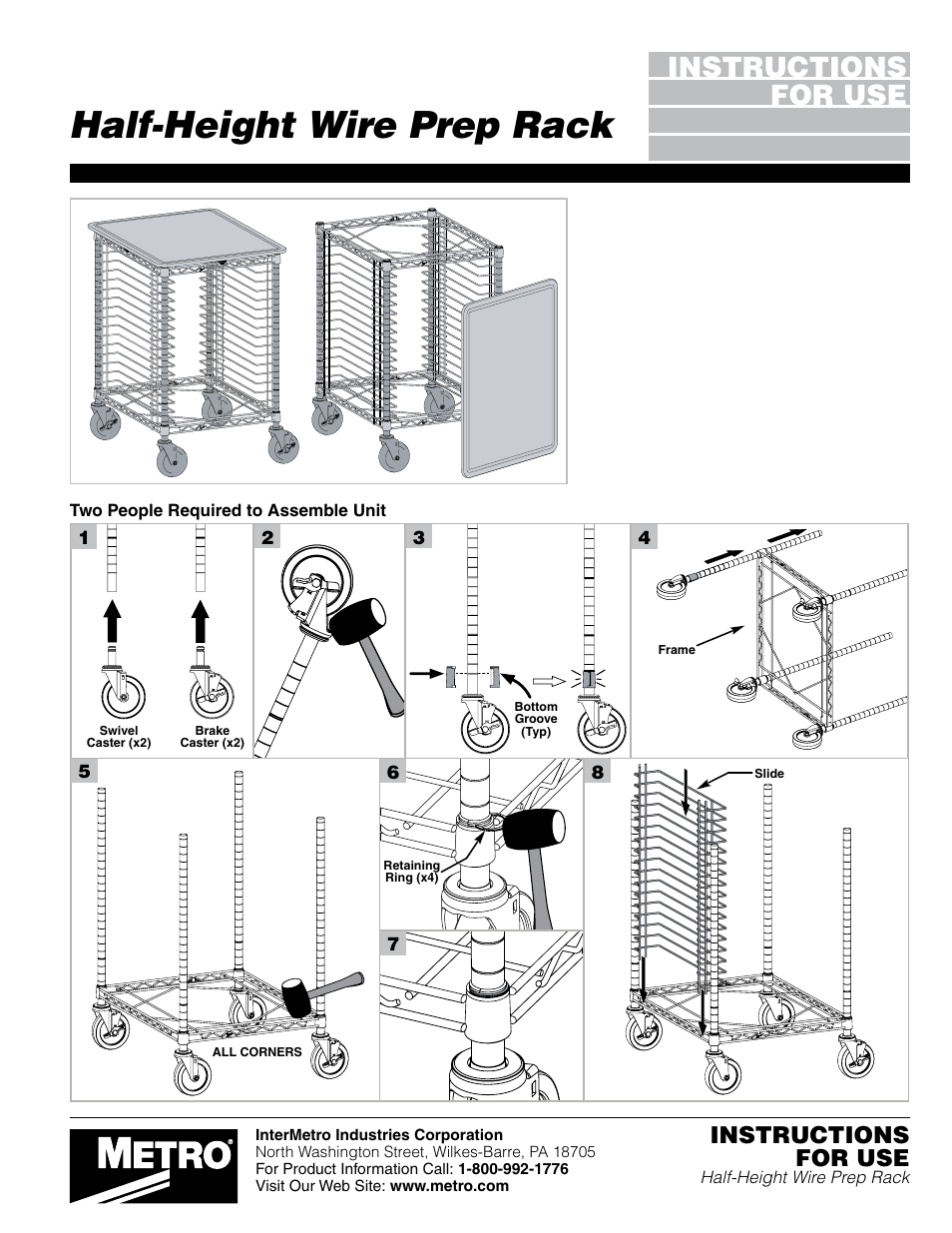 Metro Half-Height Wire Prep Rack User Manual | 2 pages