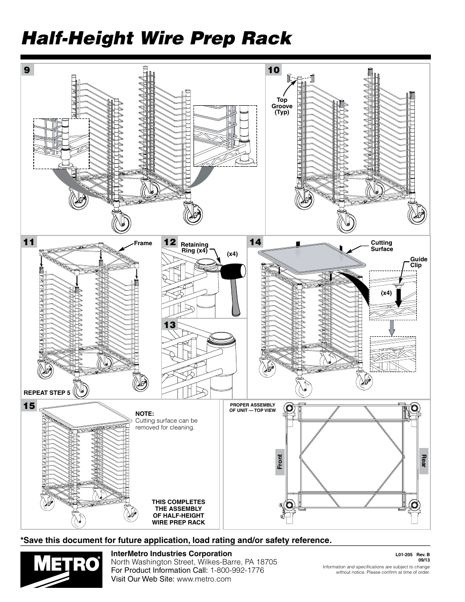 Half-height wire prep rack | Metro Half-Height Wire Prep Rack User Manual | Page 2 / 2