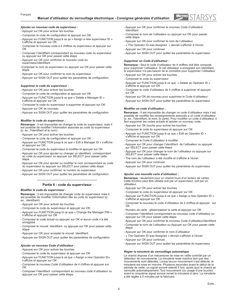 Metro Starsys LA6 Full Feature Touchpad User Manual | Page 6 / 28