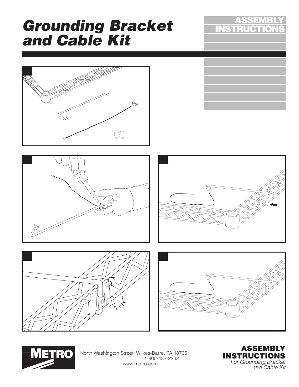 Metro Grounding Bracket and Cable Kit User Manual | 2 pages