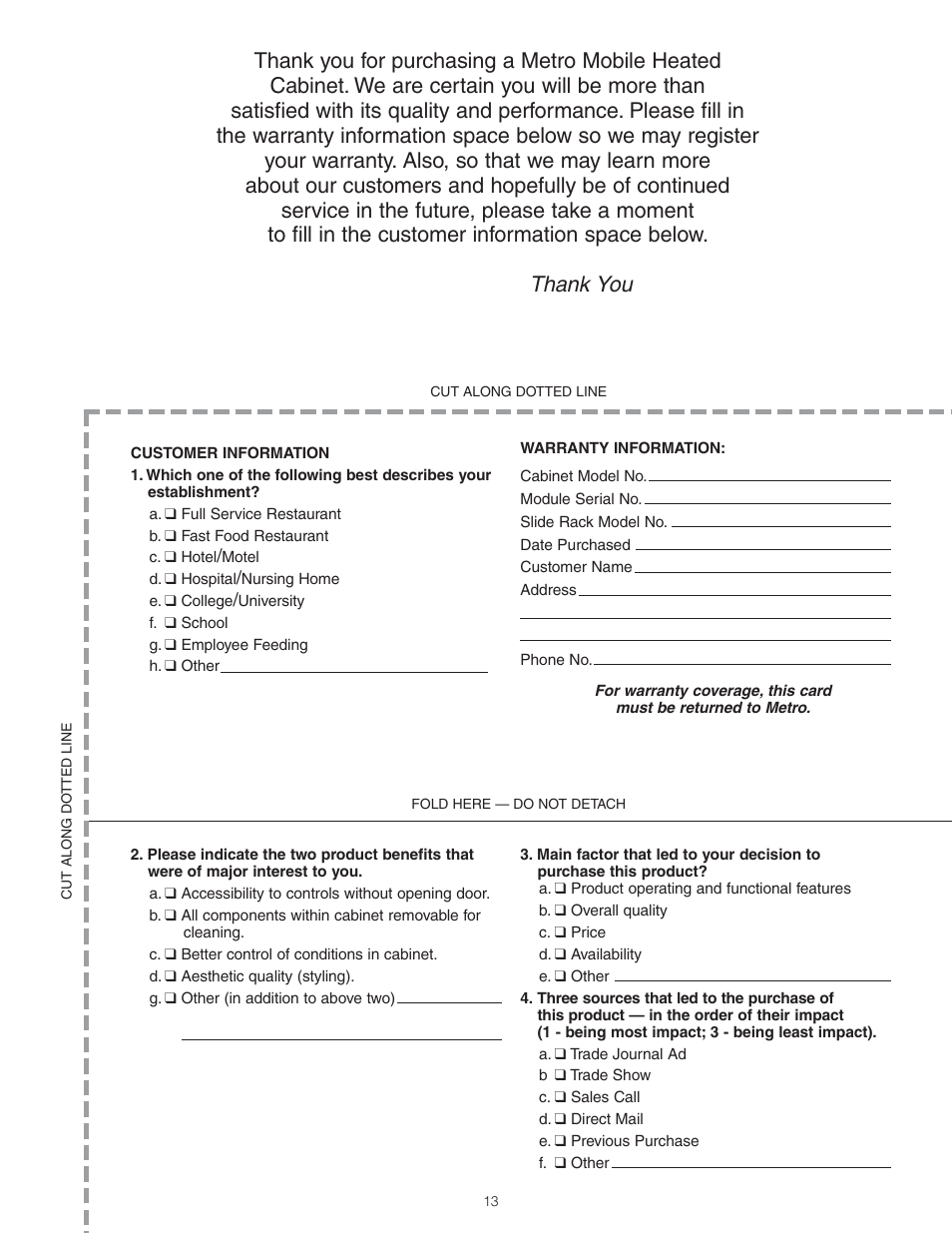 Metro TC90S/B Insulated Cabinet User Manual | Page 14 / 18