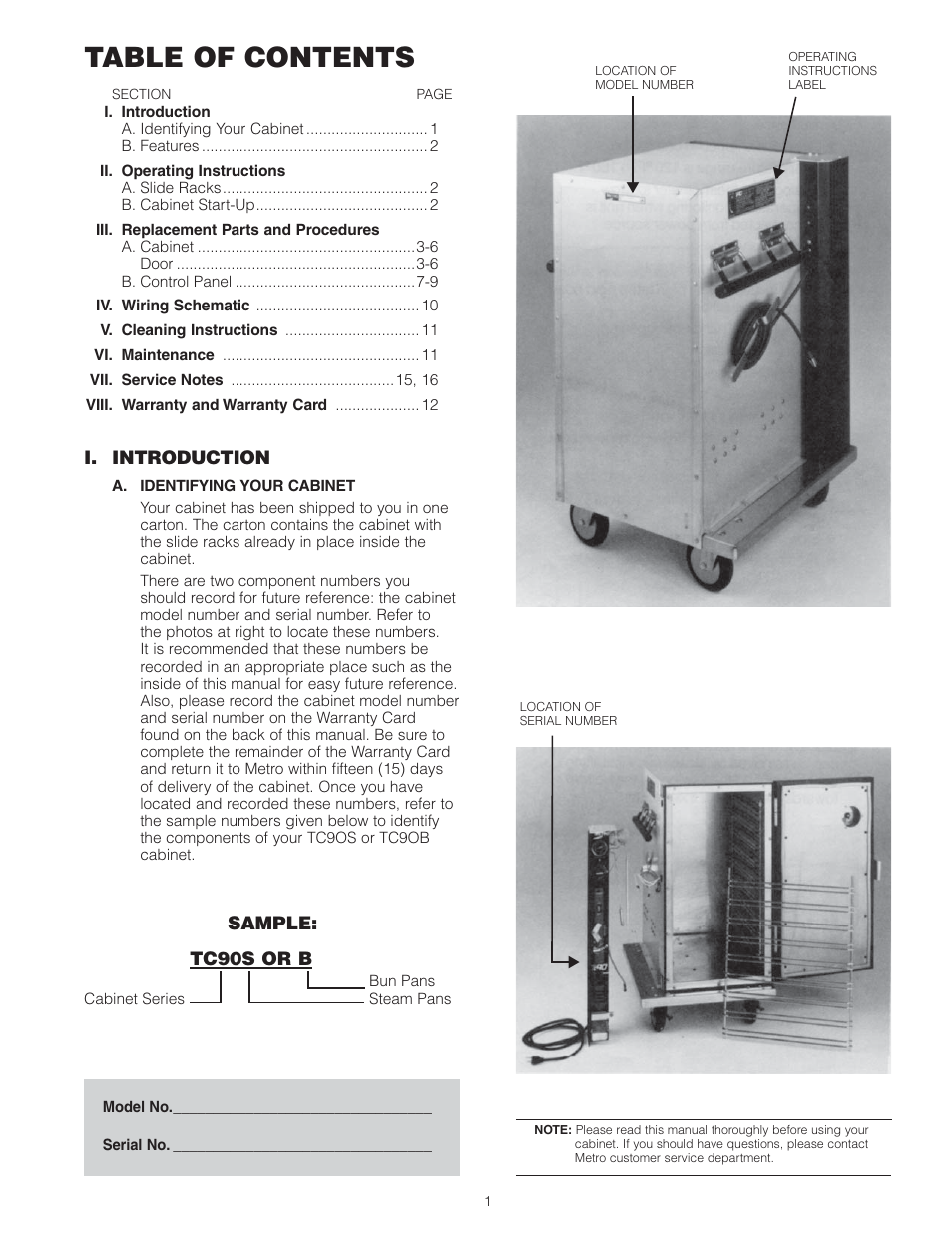 Metro TC90S/B Insulated Cabinet User Manual | Page 2 / 18