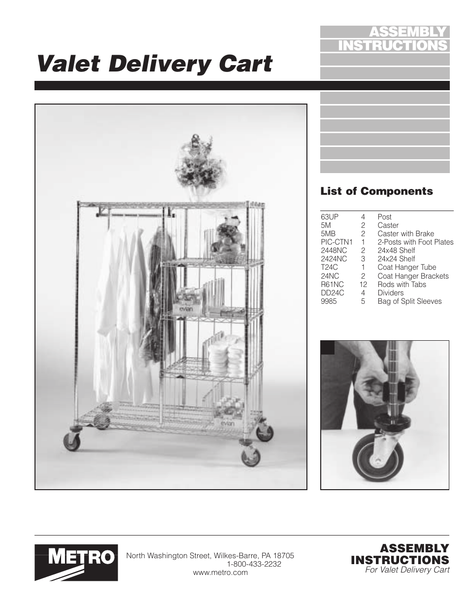 Metro Valet Delivery Cart User Manual | 2 pages