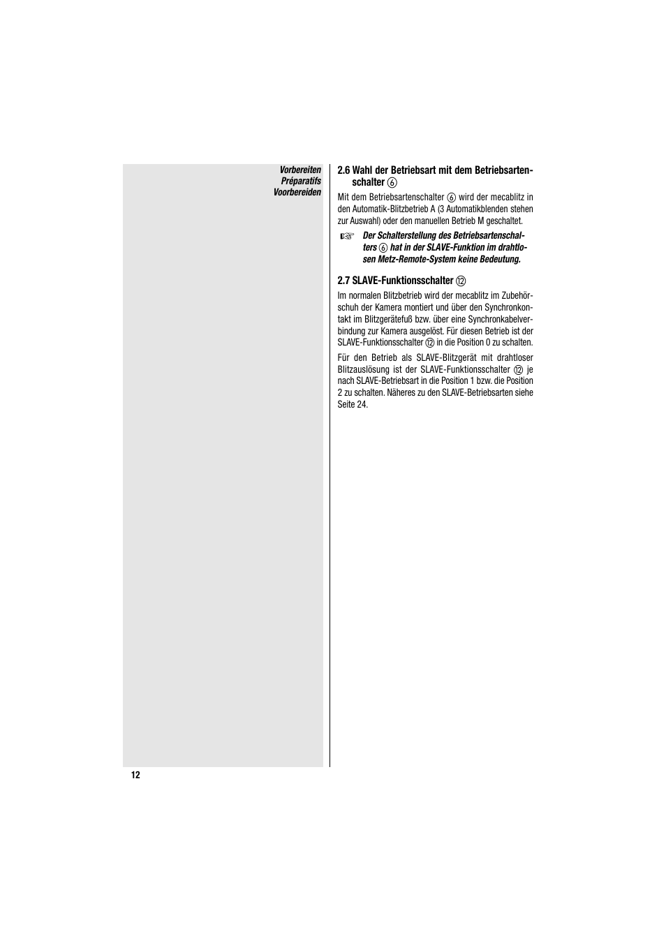 Metz MECABLITZ 34 CS-2 digital User Manual | Page 12 / 80