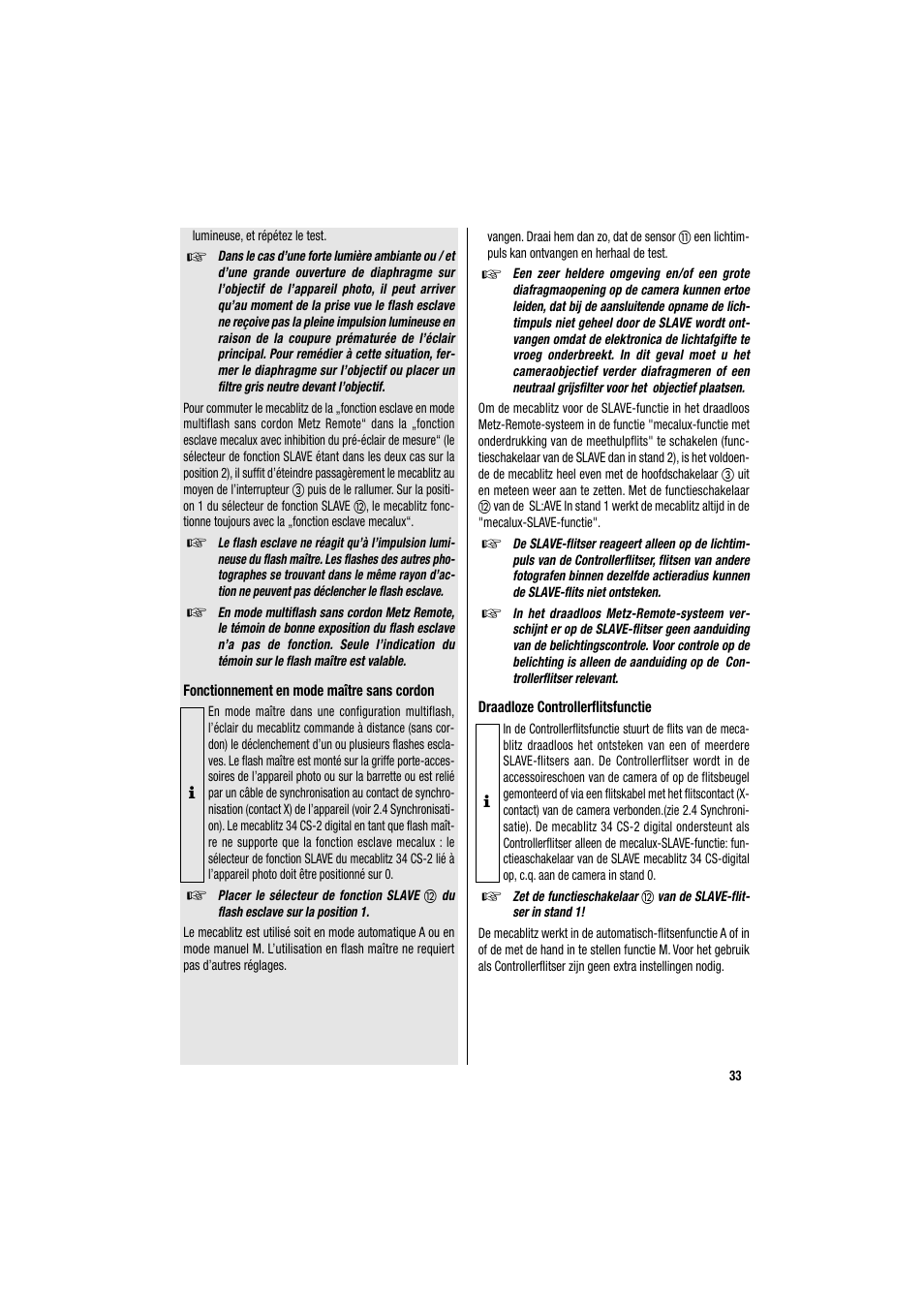 Metz MECABLITZ 34 CS-2 digital User Manual | Page 33 / 80