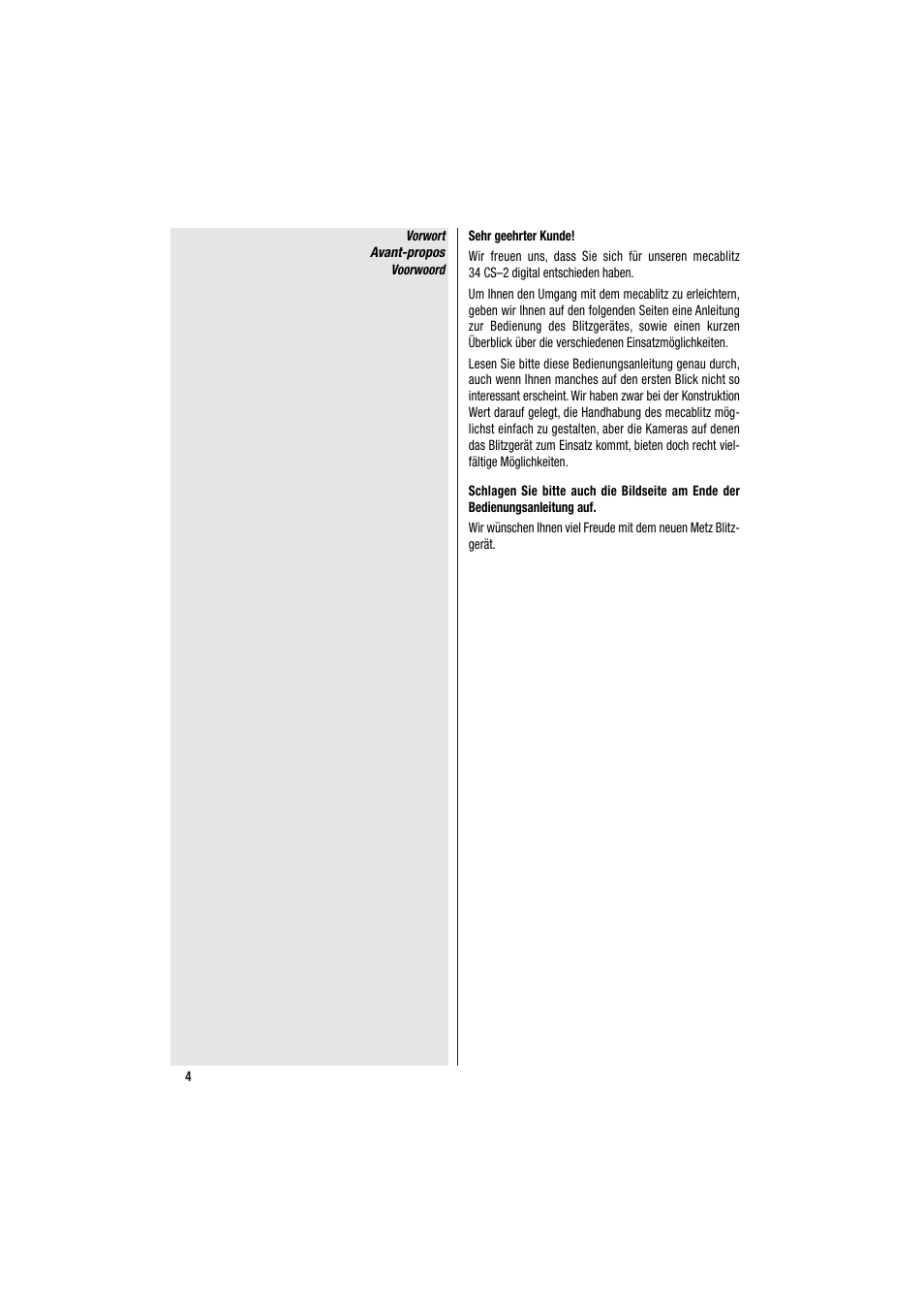 Metz MECABLITZ 34 CS-2 digital User Manual | Page 4 / 80