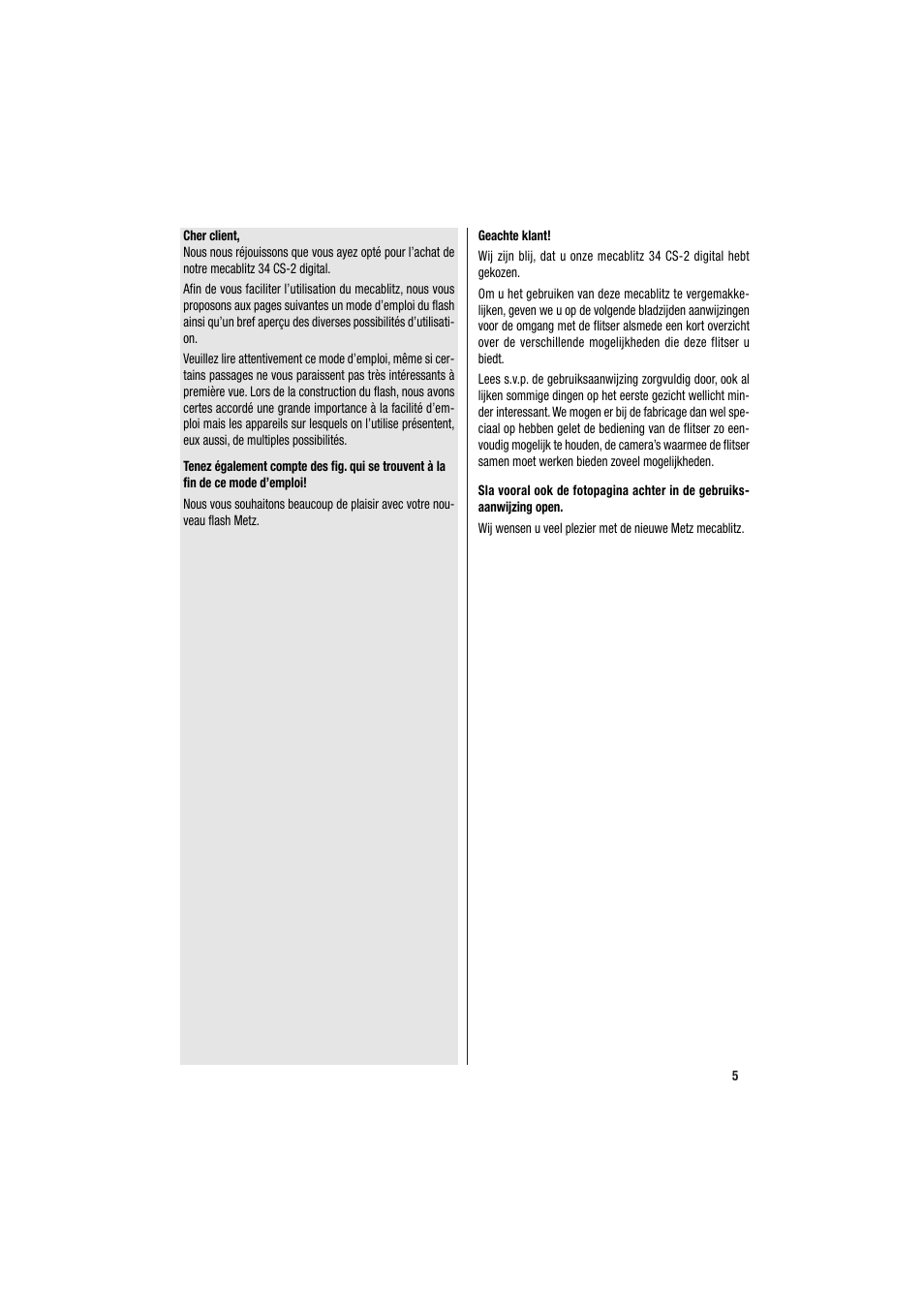 Metz MECABLITZ 34 CS-2 digital User Manual | Page 5 / 80