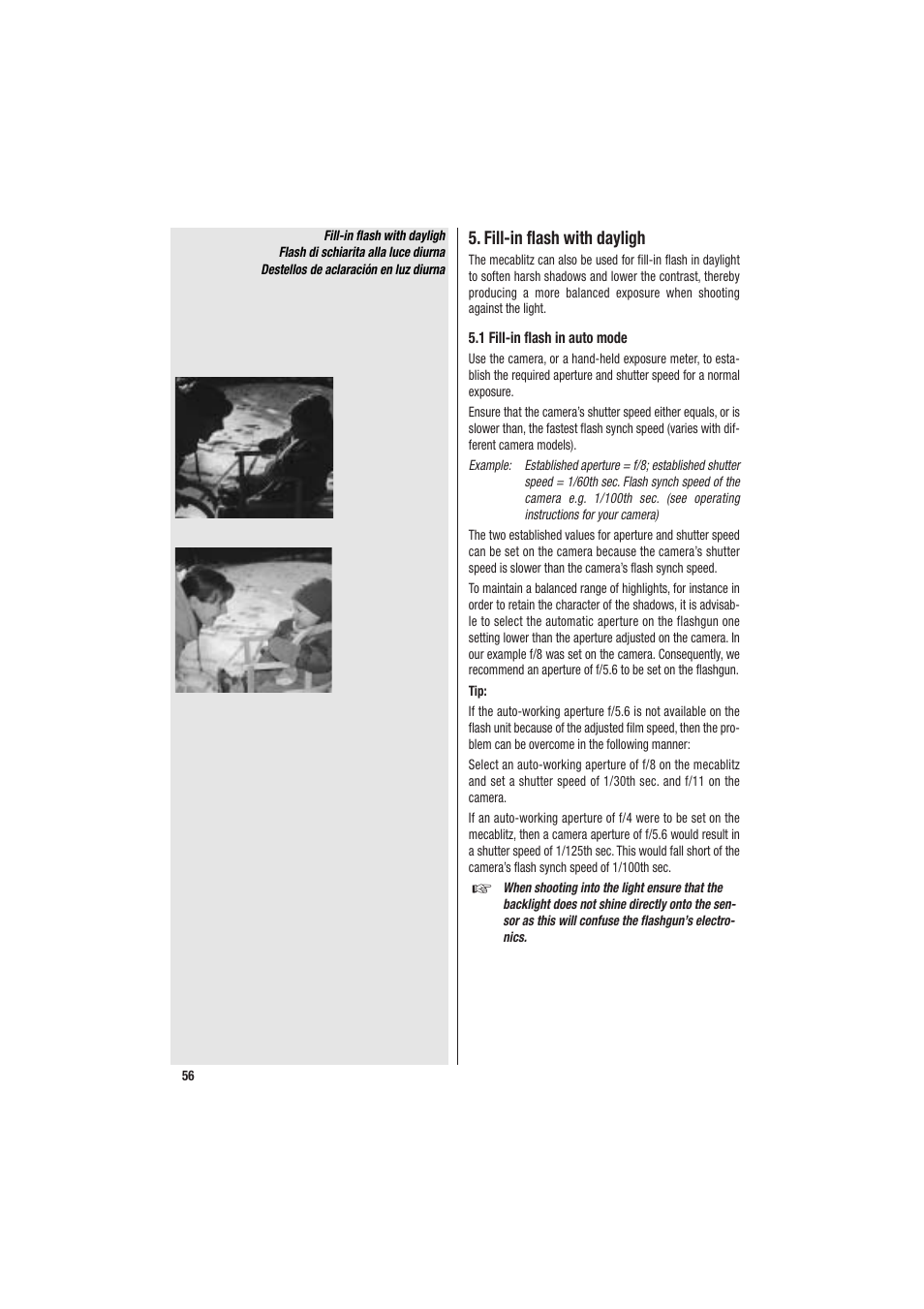 Fill-in flash with dayligh | Metz MECABLITZ 34 CS-2 digital User Manual | Page 56 / 80