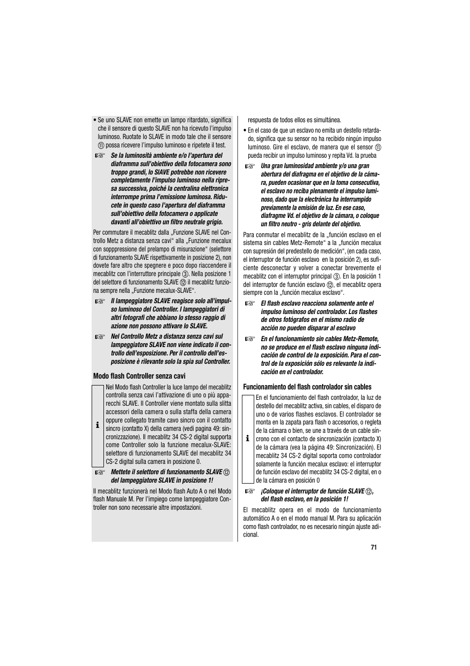 Metz MECABLITZ 34 CS-2 digital User Manual | Page 71 / 80