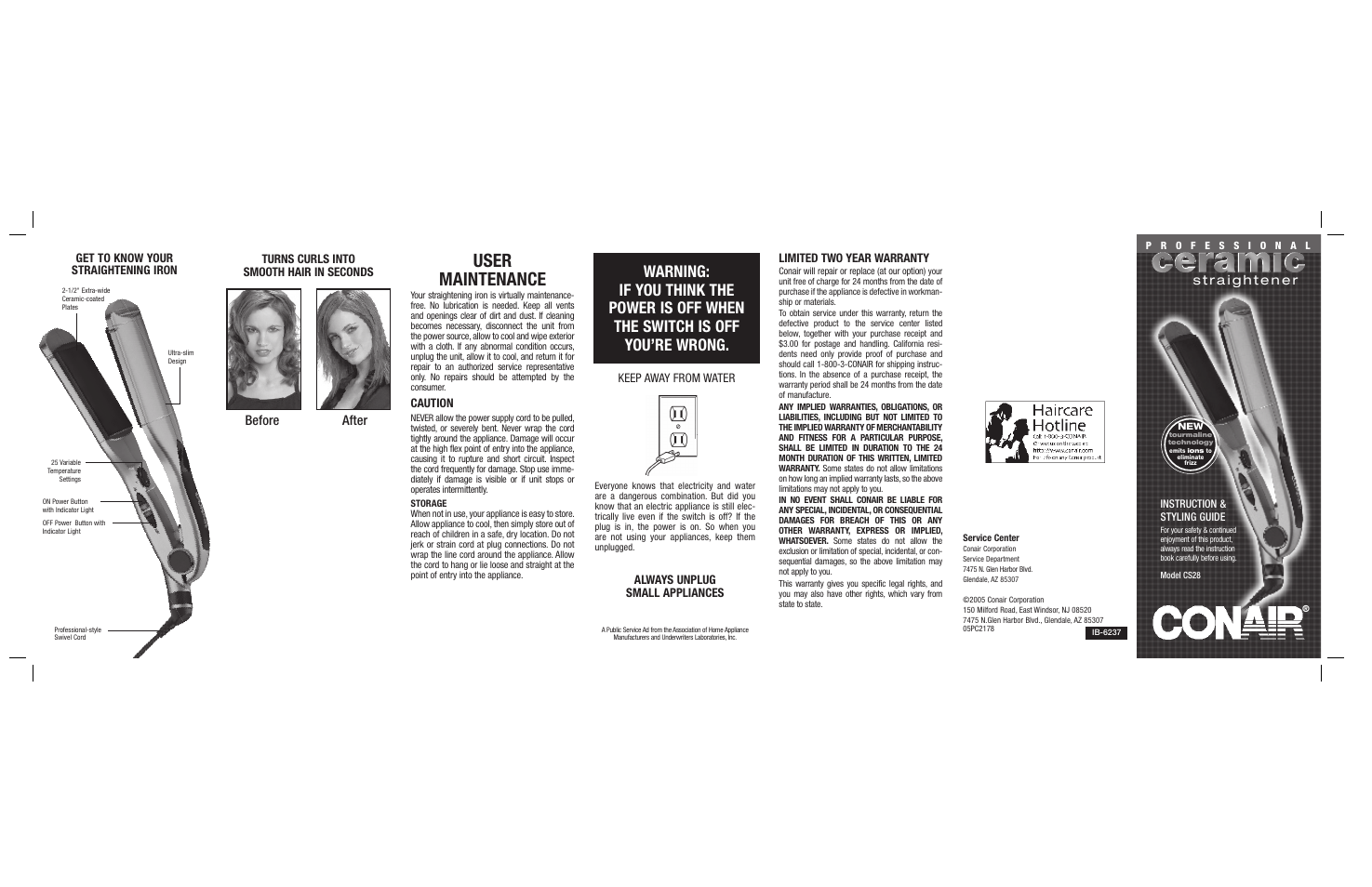 User maintenance, Before after | Conair CS28 User Manual | Page 2 / 2