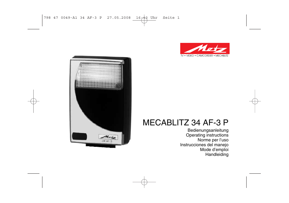 Metz MECABLITZ 34 AF-3 Pentax User Manual | 108 pages