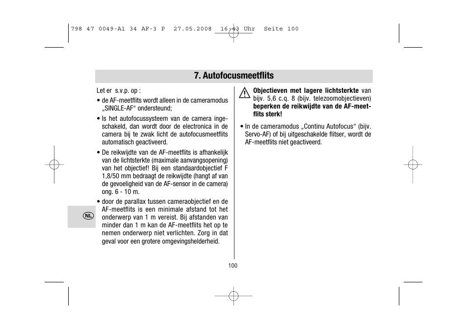 Autofocusmeetflits | Metz MECABLITZ 34 AF-3 Pentax User Manual | Page 100 / 108