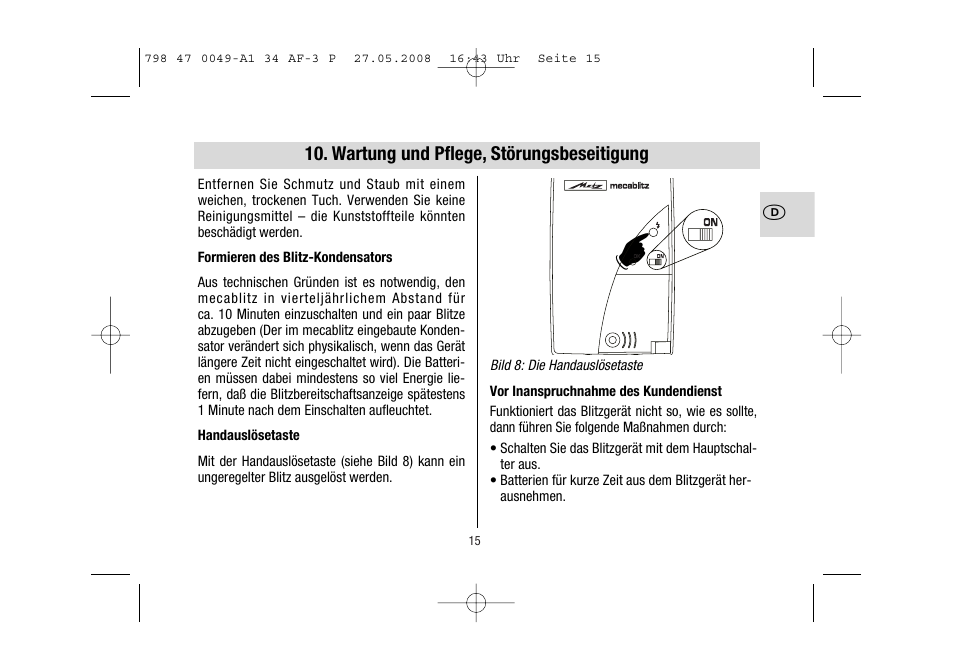 Metz MECABLITZ 34 AF-3 Pentax User Manual | Page 15 / 108