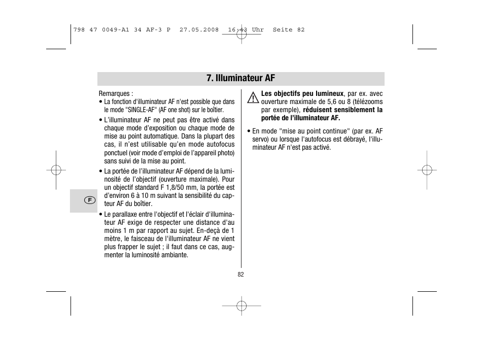 Illuminateur af | Metz MECABLITZ 34 AF-3 Pentax User Manual | Page 82 / 108