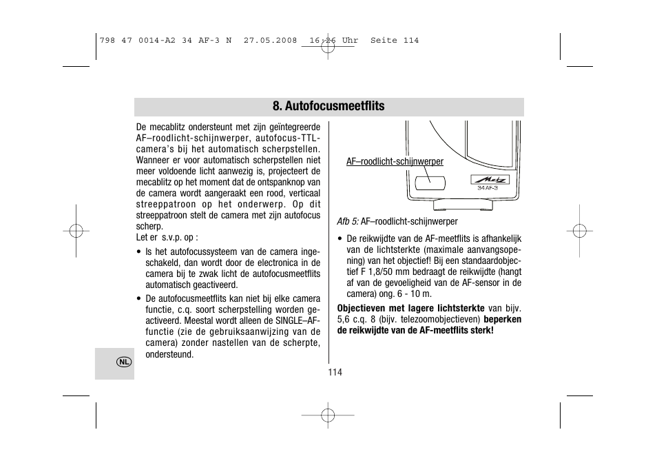 Autofocusmeetflits | Metz MECABLITZ 34 AF-3 Nikon User Manual | Page 114 / 128
