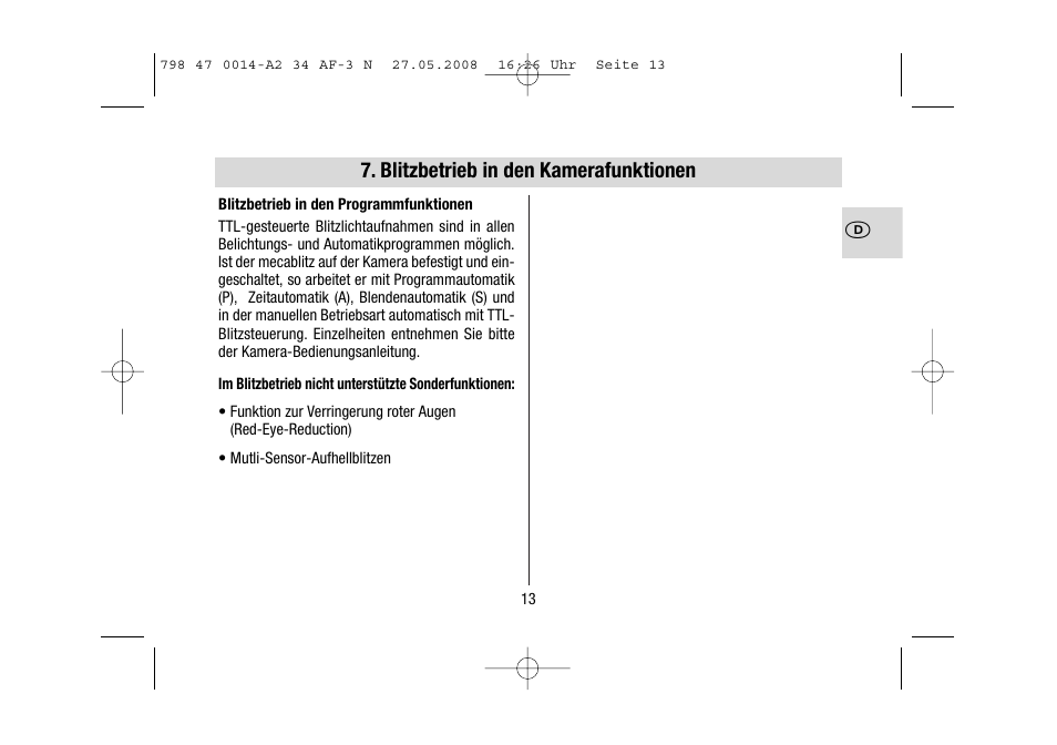 Metz MECABLITZ 34 AF-3 Nikon User Manual | Page 13 / 128