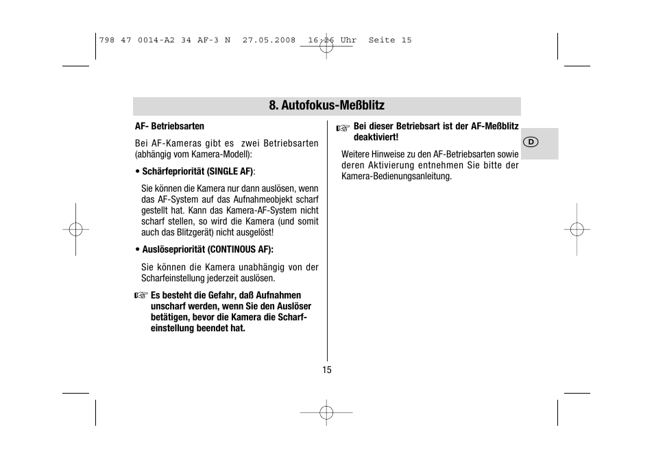 Metz MECABLITZ 34 AF-3 Nikon User Manual | Page 15 / 128