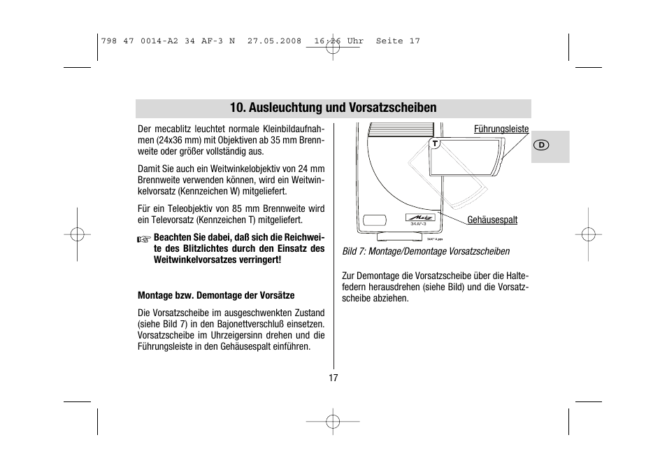 Metz MECABLITZ 34 AF-3 Nikon User Manual | Page 17 / 128