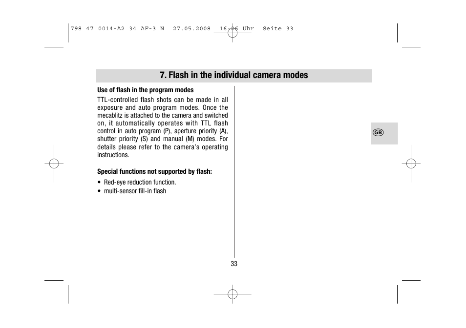 Metz MECABLITZ 34 AF-3 Nikon User Manual | Page 33 / 128