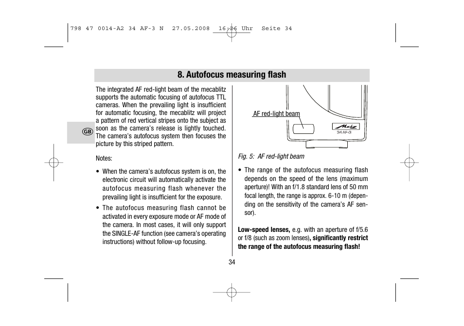 Autofocus measuring flash | Metz MECABLITZ 34 AF-3 Nikon User Manual | Page 34 / 128
