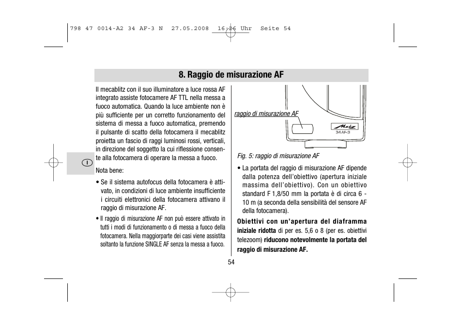 Raggio de misurazione af | Metz MECABLITZ 34 AF-3 Nikon User Manual | Page 54 / 128