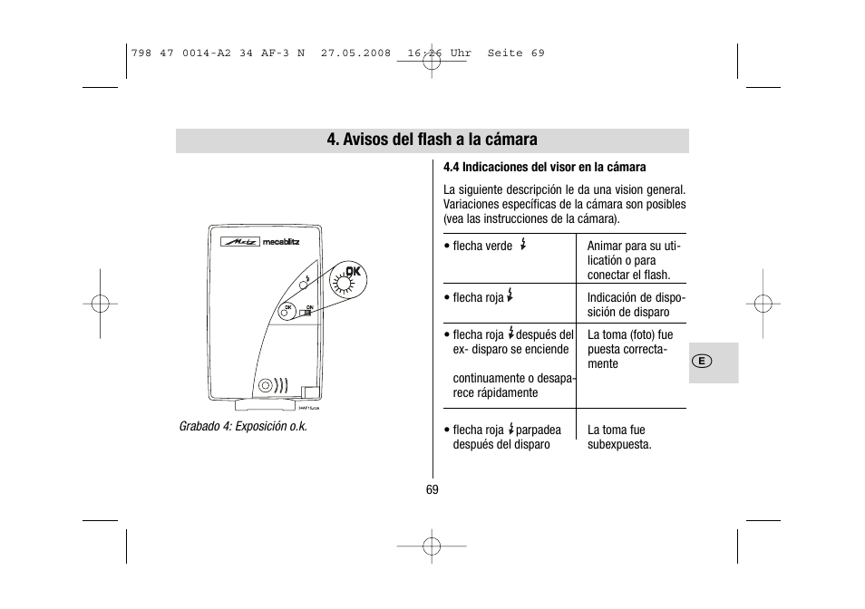 Avisos del flash a la cámara | Metz MECABLITZ 34 AF-3 Nikon User Manual | Page 69 / 128