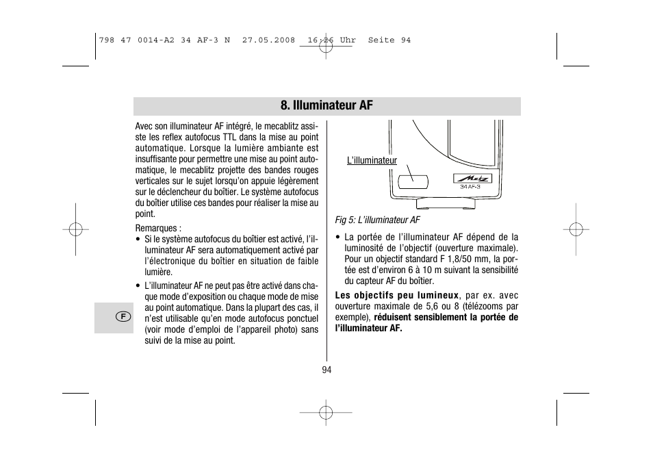 Illuminateur af | Metz MECABLITZ 34 AF-3 Nikon User Manual | Page 94 / 128