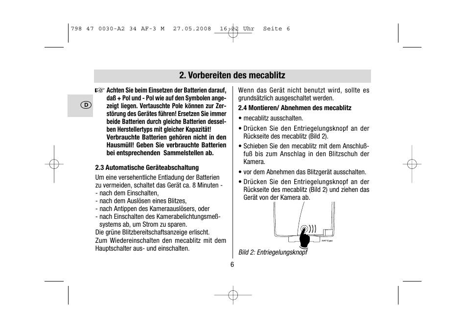 Metz MECABLITZ 34 AF-3 Minolta User Manual | Page 6 / 120