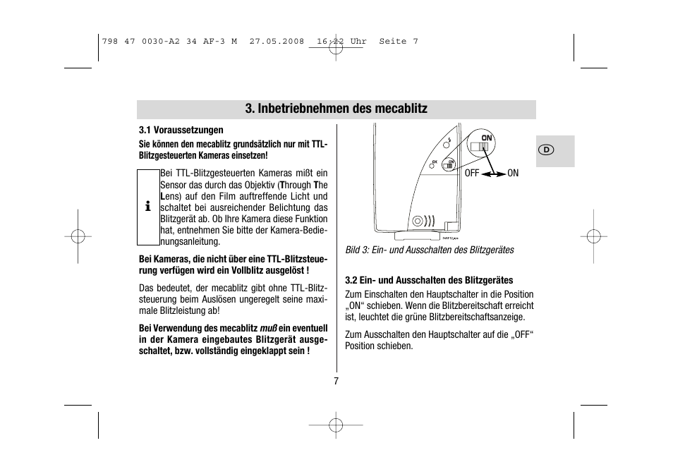 Metz MECABLITZ 34 AF-3 Minolta User Manual | Page 7 / 120