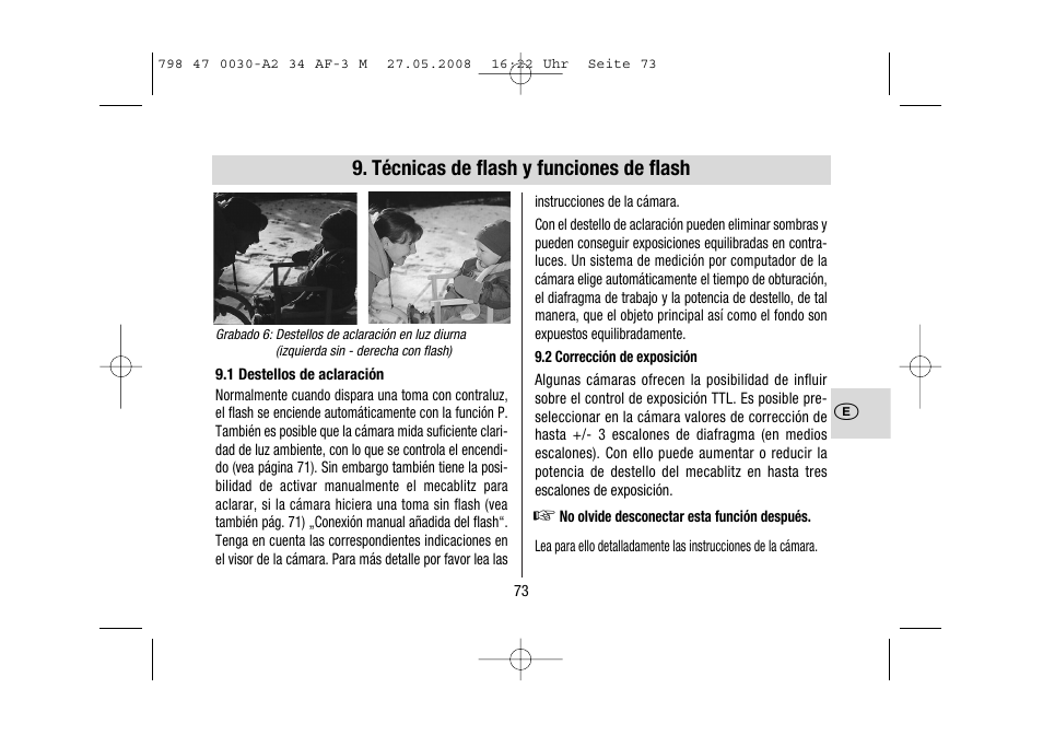 Técnicas de flash y funciones de flash | Metz MECABLITZ 34 AF-3 Minolta User Manual | Page 73 / 120